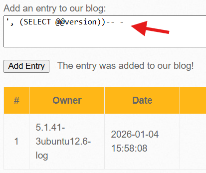 Database Version Extraction